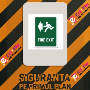 Indicator FIRE EXIT LEFT SIGN, Sticker autocolant - Img 2