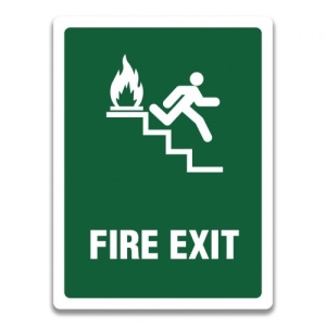 Indicator FIRE EXIT STAIRWAY RIGHT SIGN, Sticker autocolant