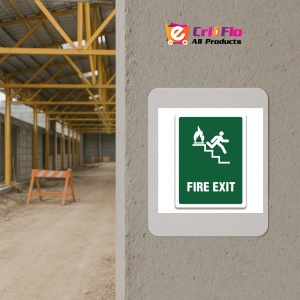 Indicator FIRE EXIT STAIRWAY RIGHT SIGN, Sticker autocolant - Img 5