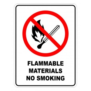 Indicator Flammable Materials No Smoking, Sticker autocolant