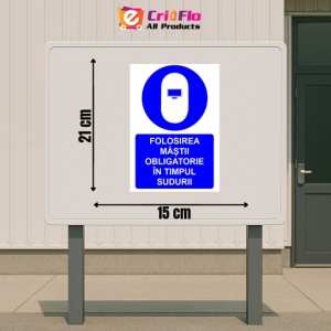 Indicator Folosirea mastii obligatorie in timpul sudurii indicator de obligativitate, Sticker autocolant - Img 2