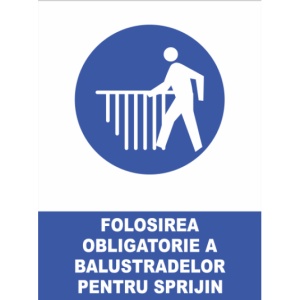 Indicator Folosirea obligatorie a balustradelor pentru sprijin, Sticker autocolant