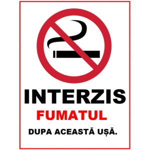 Indicator Fumatul interzis dupa aceasta usa, Sticker autocolant