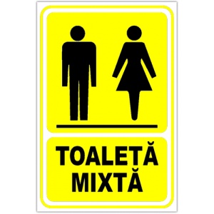 Indicator Galben toaleta mixta, Sticker autocolant