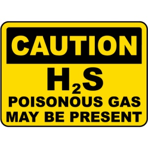 Indicator H2S Poisonous Gas May Be Present Sign, Sticker autocolant