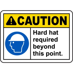 Indicator Hard Hat Required Beyond This Sign, Sticker autocolant
