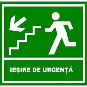 Indicator Iesire de urgenta scari in stanga jos, Sticker autocolant