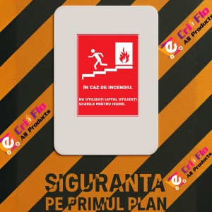 Indicator In caz de incendiu nu utilizati liftul utilizati scarile, Sticker autocolant - Img 2