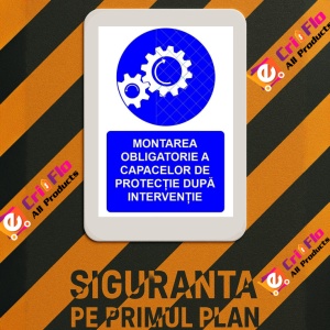 Indicator Montarea obligatorie a capacelor de protectie dupa interventie indicator de obligativitate, Sticker autocolant - Img 3
