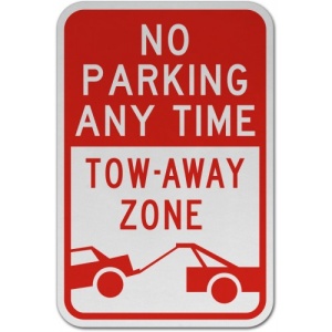 Indicator No Parking Any Time Tow Away Zone, Sticker autocolant
