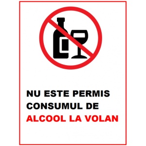 Indicator Nu este permis consumul de alcool la volan, Sticker autocolant
