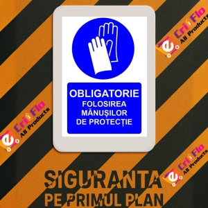 Indicator Obligatorie folosirea manusilor de protectie indicator de obligativitate, Sticker autocolant - Img 3