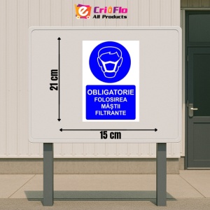 Indicator Obligatorie folosirea mastii filtrante indicator de obligativitate, Sticker autocolant - Img 2