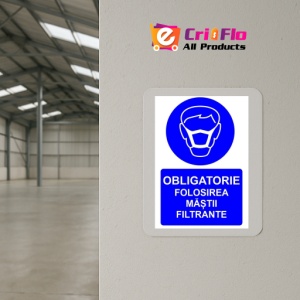 Indicator Obligatorie folosirea mastii filtrante indicator de obligativitate, Sticker autocolant - Img 4