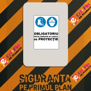 Indicator Obligatoriu incaltaminte si casca de protectie, Sticker autocolant - Img 2