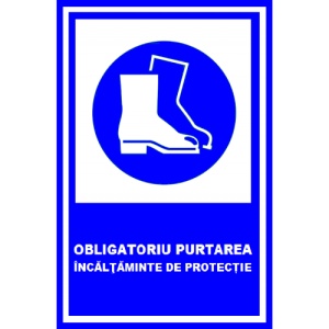 Indicator Obligatoriu purtarea incaltaminte de protectie, Sticker autocolant
