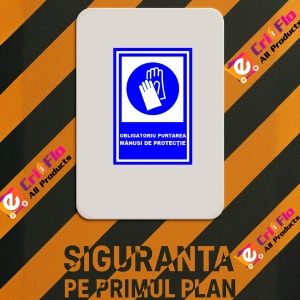 Indicator Obligatoriu purtarea manusi de protectie, Sticker autocolant - Img 2