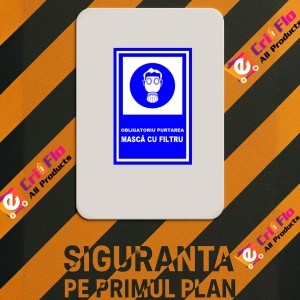 Indicator Obligatoriu purtarea masca cu filtru, Sticker autocolant - Img 2