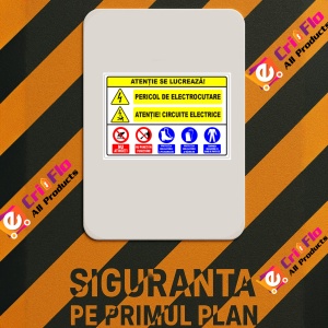 Indicator Panou atentie se lucreaza pericol de electrocutare atentie circuite electrice, Sticker autocolant - Img 2