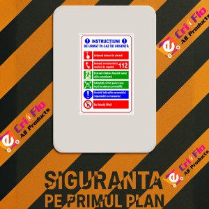 Indicator Panou pentru instructiuni de urmat in caz de urgenta, Sticker autocolant - Img 2