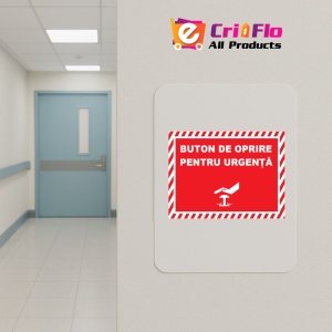 Indicator Pentru buton de oprire pentru urgenta, Sticker autocolant - Img 4