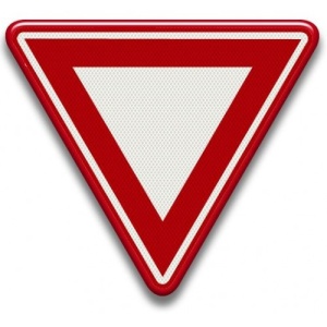 Indicator pentru cedeaza trecerea, Sticker autocolant