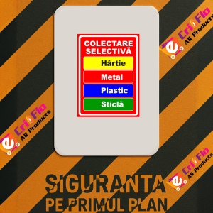 Indicator Pentru colectare selectiva hartie metal plastic sticla, Sticker autocolant - Img 2
