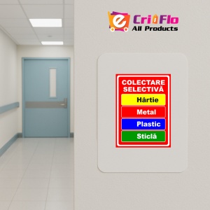 Indicator Pentru colectare selectiva hartie metal plastic sticla, Sticker autocolant - Img 4