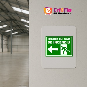 Indicator Pentru iesire in caz de incendiu spre stanga, Sticker autocolant - Img 3