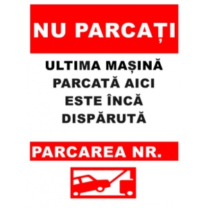 Indicator Pentru parcare cu numar, Sticker autocolant
