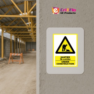 Indicator Pentru santier in lucru under construction, Sticker autocolant - Img 5