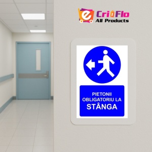 Indicator Pietonii obligatoriu la stanga indicator de obligativitate, Sticker autocolant - Img 5