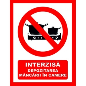 Indicator Placute interzis depozitarea mancarii in camere, Sticker autocolant