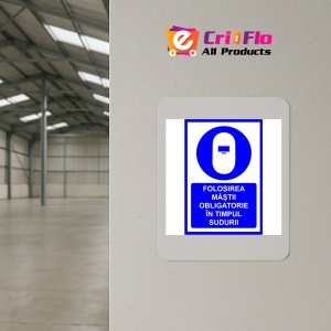 Indicator Placute pentru folosirea mastii obligatorie in timpul sudurii, Sticker autocolant - Img 3