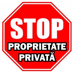 Indicator Proprietati private stop, Sticker autocolant