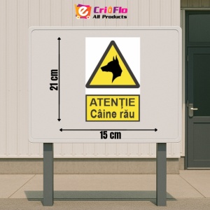 Indicator protectia muncii atentie caine rau, Sticker autocolant - Img 2