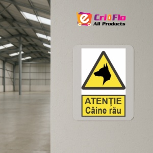 Indicator protectia muncii atentie caine rau, Sticker autocolant - Img 4