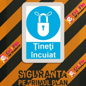 Indicator protectia muncii incuierea obligatorie, Sticker autocolant - Img 3