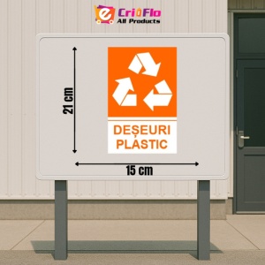 Indicator protectia muncii reciclare deseuri plastic, Sticker autocolant - Img 2