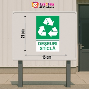 Indicator protectia muncii reciclare deseuri sticla, Sticker autocolant - Img 2