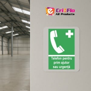 Indicator protectia muncii telefon prim ajutor urgenta, Sticker autocolant - Img 4