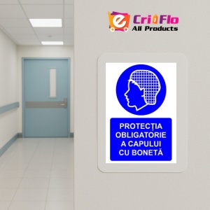 Indicator Protectia obligatorie a capului cu boneta indicator de obligativitate, Sticker autocolant - Img 5