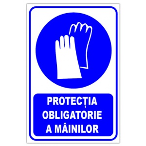 Indicator Protectie obligatorie a mainilor, Sticker autocolant
