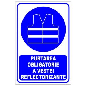 Indicator Purtarea obligatorie a vestei reflectorizante, Sticker autocolant