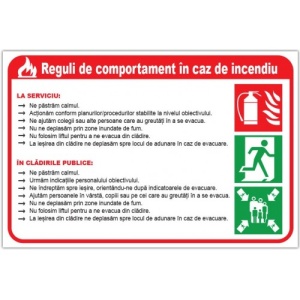 Indicator Reguli de comportament in caz de incendiu, Sticker autocolant