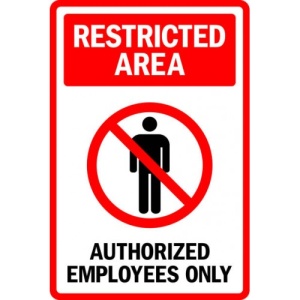Indicator Restricted area authorized employees only sign, Sticker autocolant