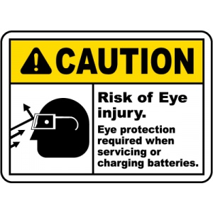 Indicator Risk of Eye Injury When Charging Sign, Sticker autocolant