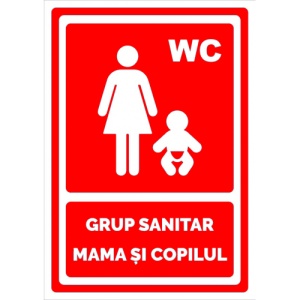 Indicator Rosu pentru grup sanitar mama si copilul, Sticker autocolant