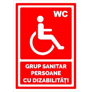 Indicator Rosu pentru grup sanitar persoane cu dizabilitati, Sticker autocolant