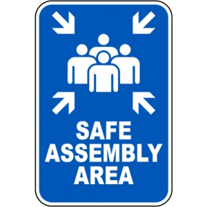 Indicator Safe Assembly Area Sign, Sticker autocolant